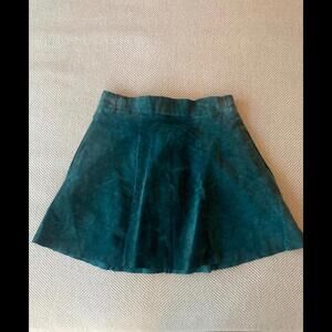 Stylish Teal Suede Skirt - Flared Design